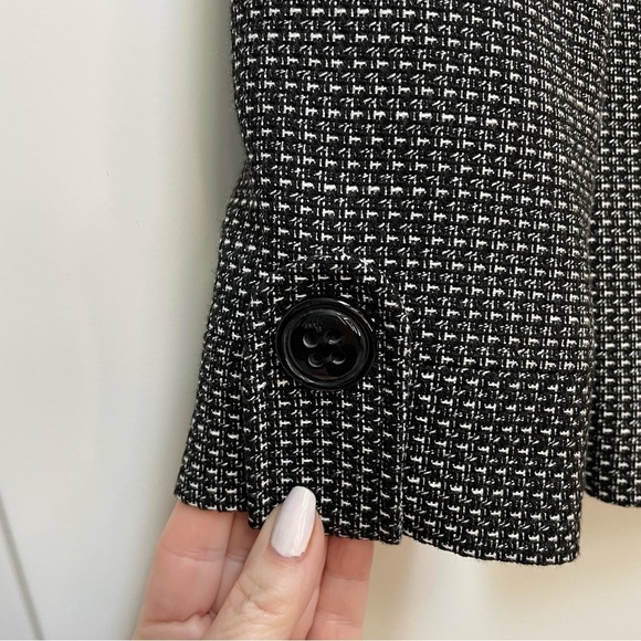Tahari ASL Black White Textured Button Front Fully Lined Jacket Work Wear Office - Picture 2 of 10